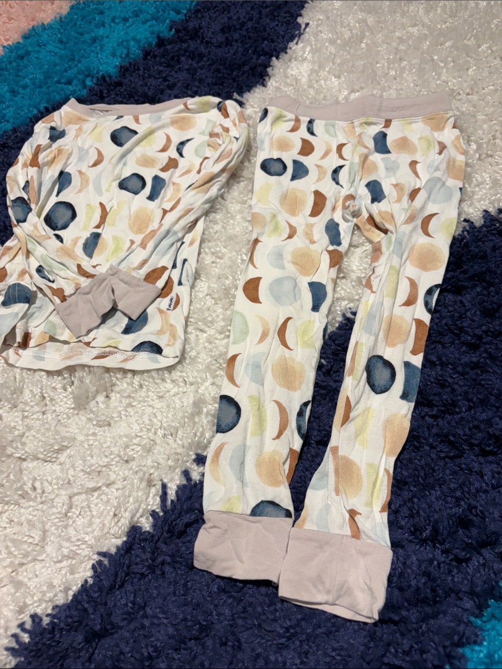 Kids Moon Dot Long Sleeve Pajama Set - neutral Luna